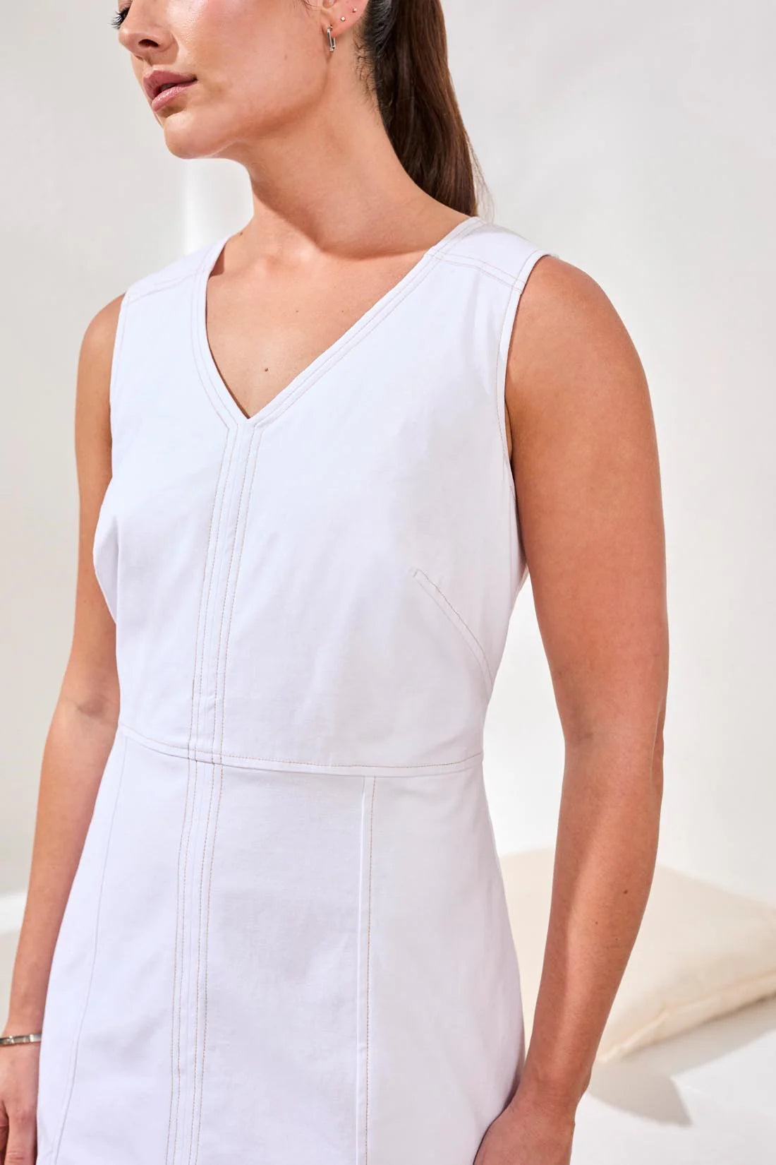 Tribal  Cotton V‑Neck Sleeveless Shift Dress