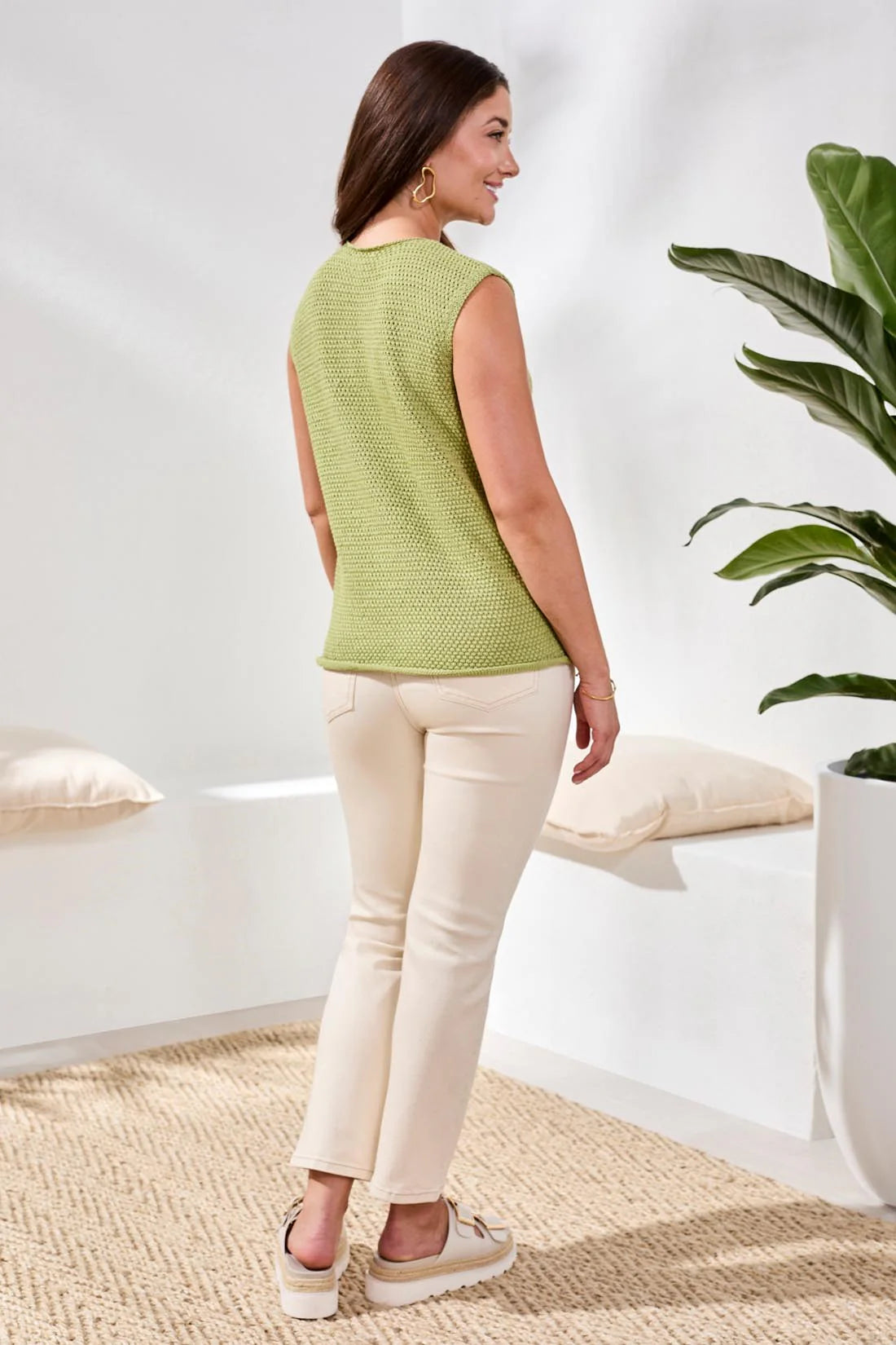 Tribal Sweater Vest With Pockets And Decorative Buttons