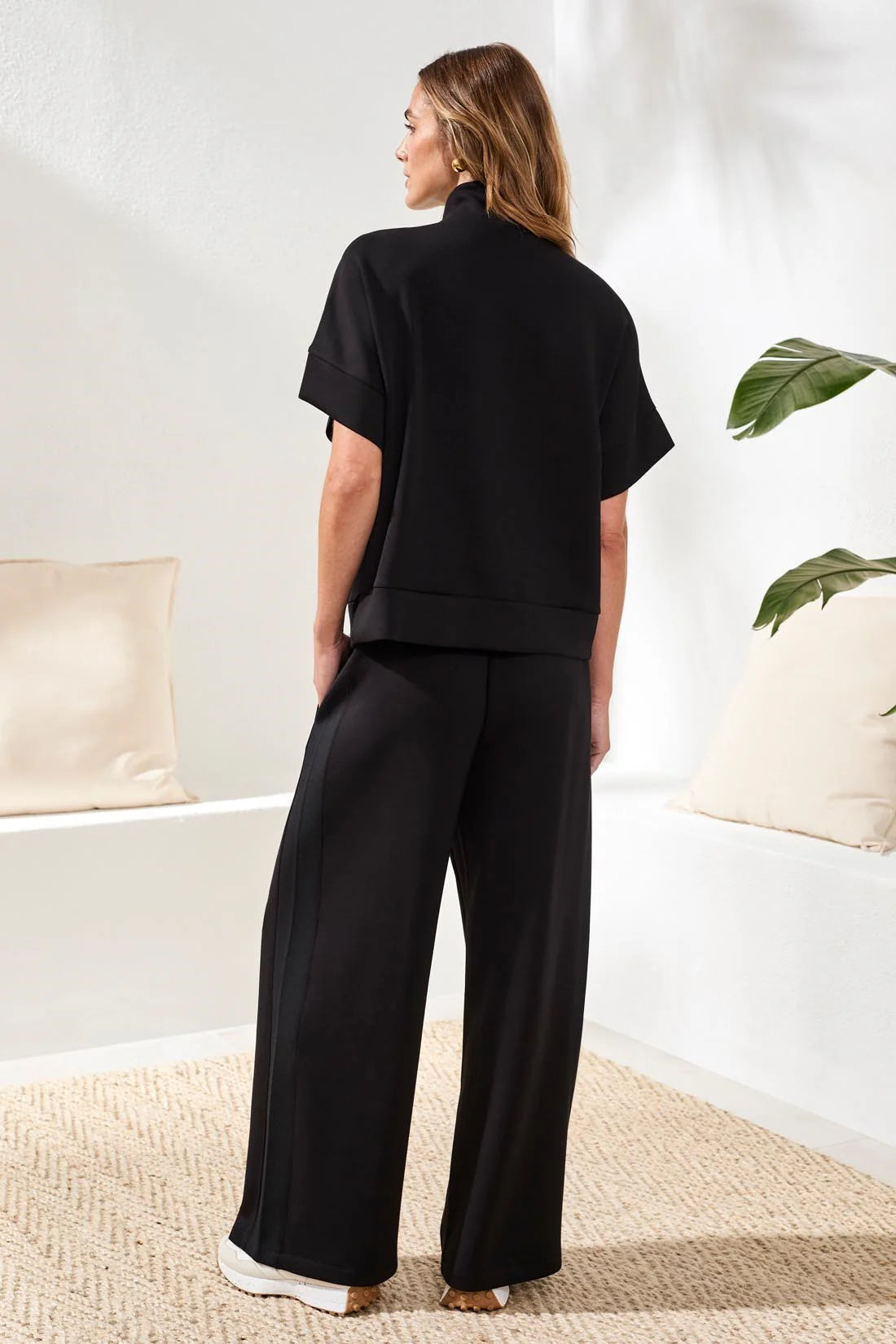 Tribal Techno Lux Mock Neck Zip Top