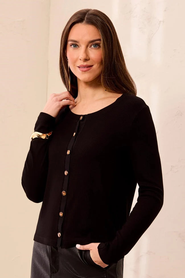 Tribal Tribal Wear Two Ways Long Sleeve Button-Front Knit Top