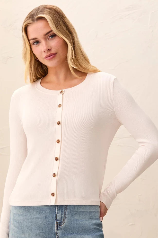 Tribal Tribal Wear Two Ways Long Sleeve Button-Front Knit Top