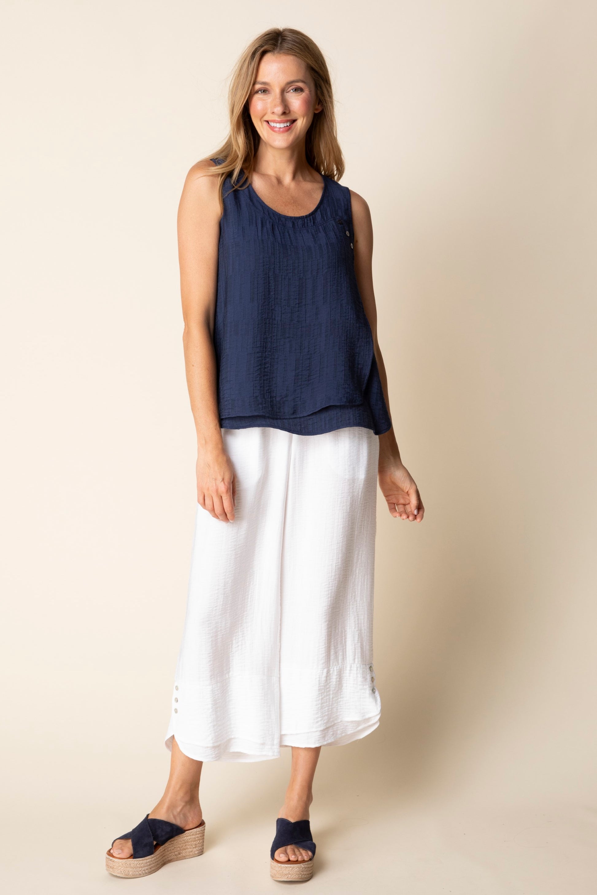Habitat Soft Rayon Jacquard Button Layer Tank