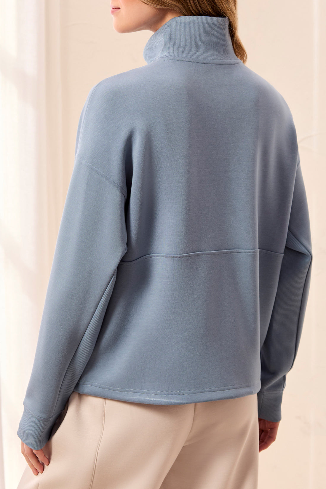 Tribal Mock Neck Top With Zipper