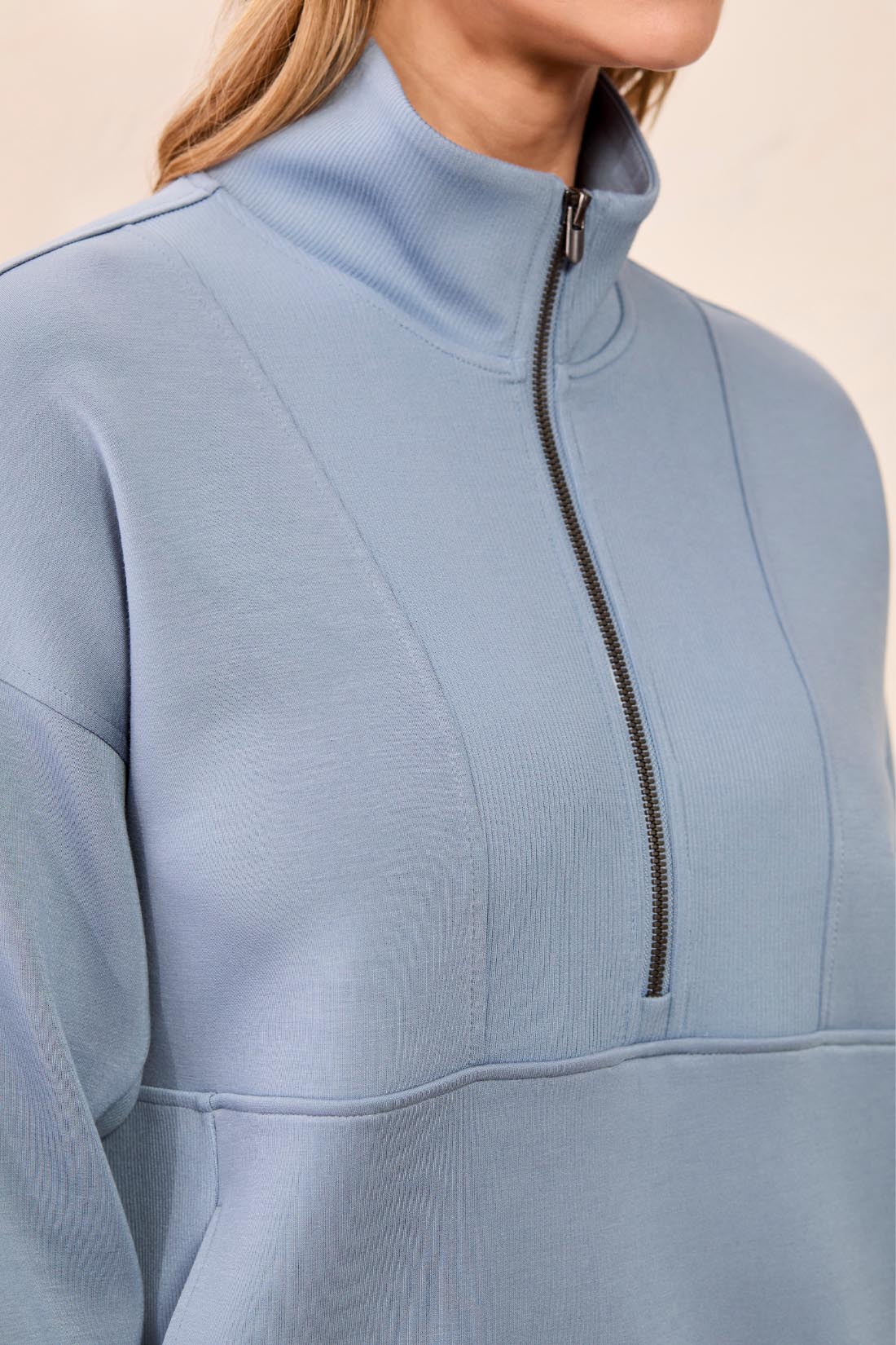 Tribal Mock Neck Top With Zipper