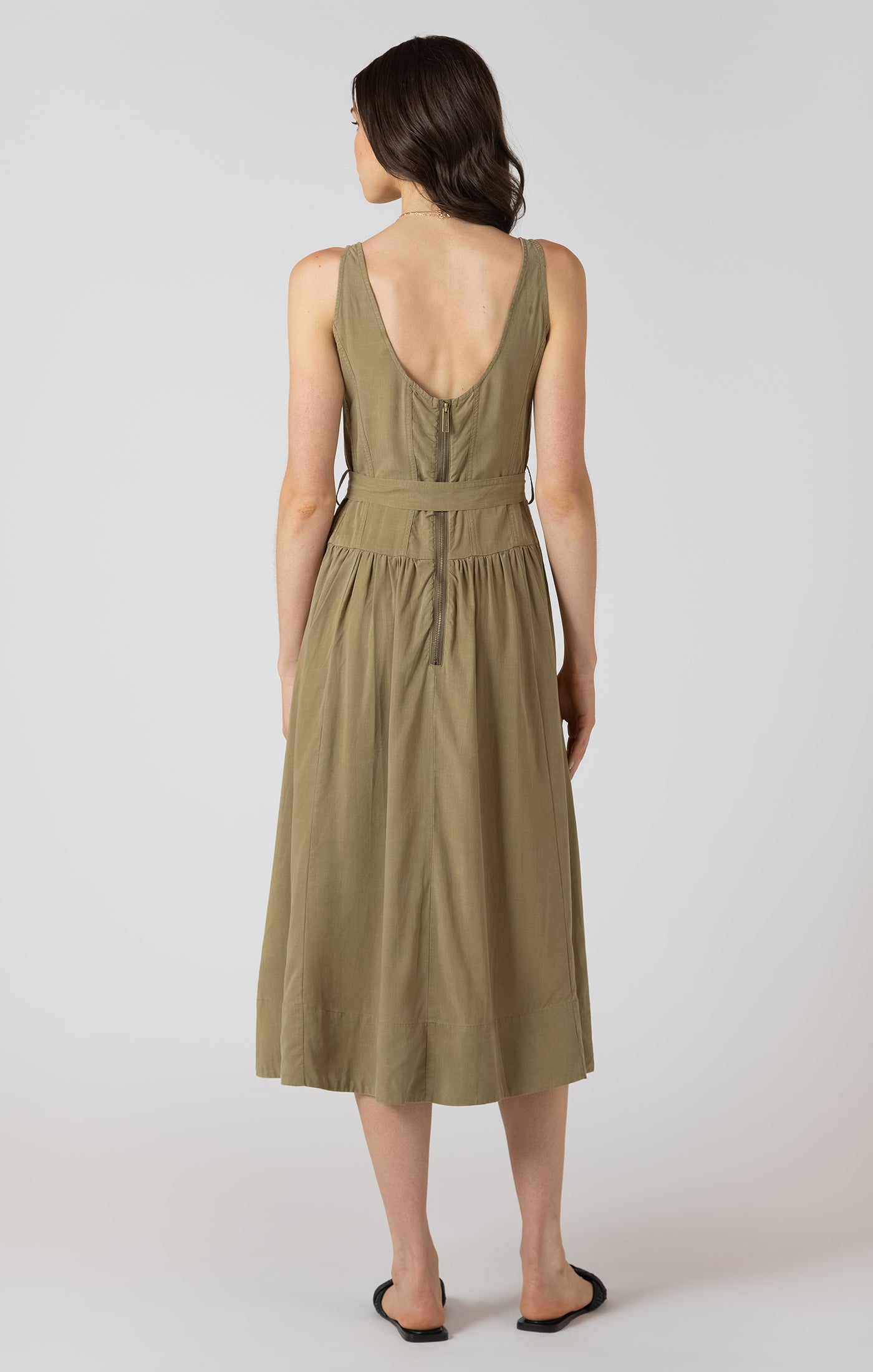 Dex Belted Drop Waist Midi Dress