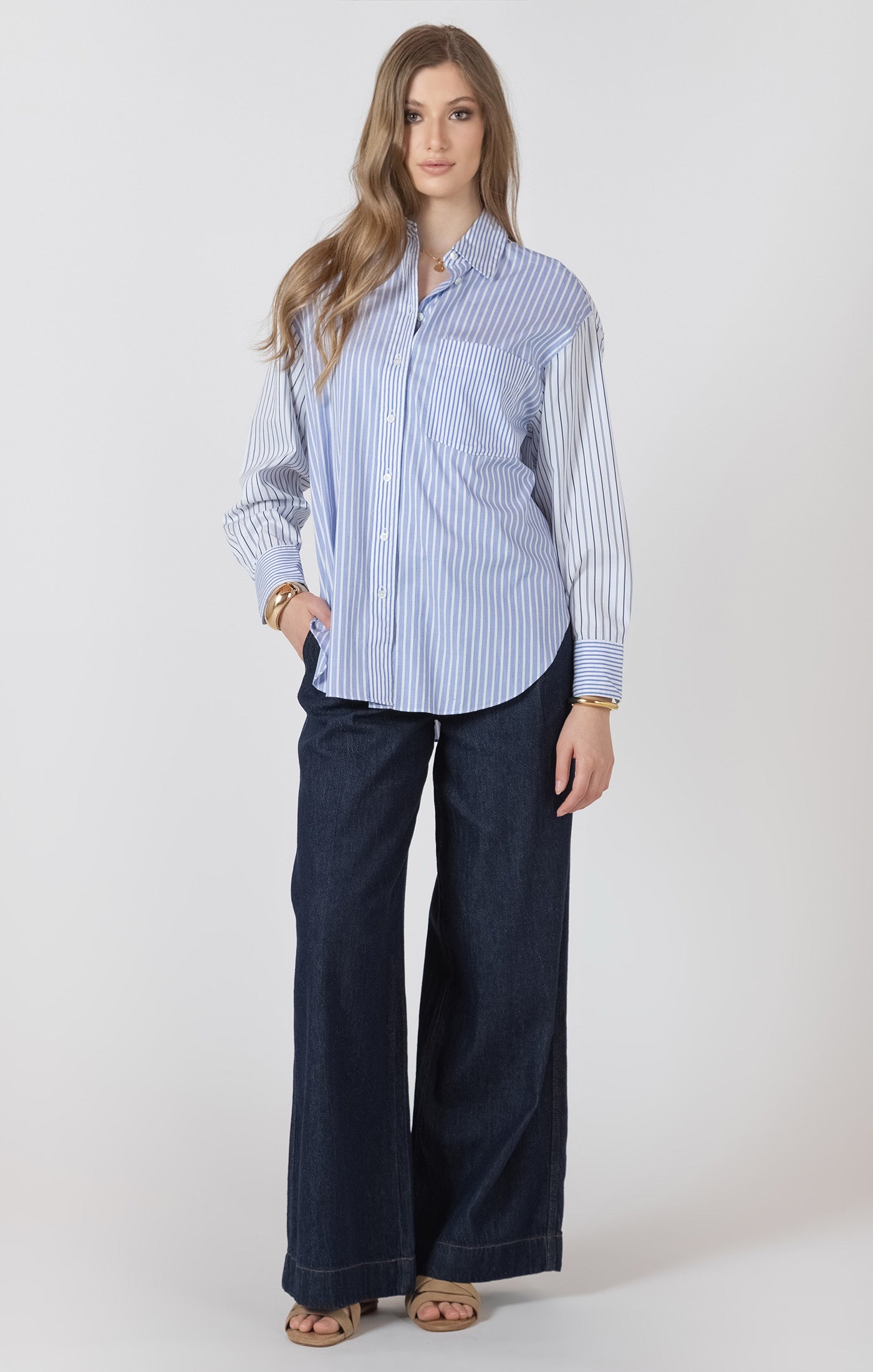 Black Tape Colorblock Stripe Blouse
