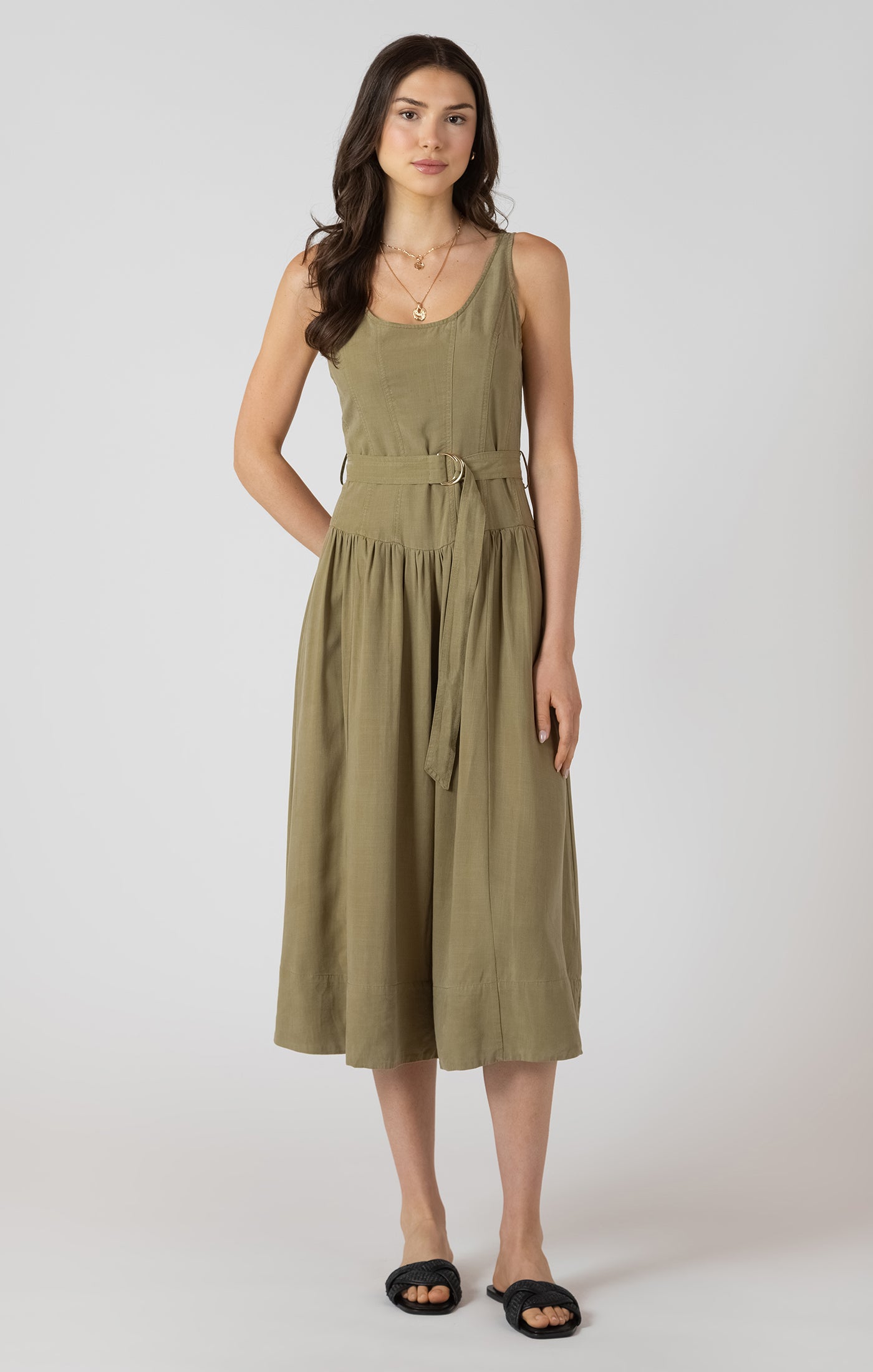Dex Belted Drop Waist Midi Dress