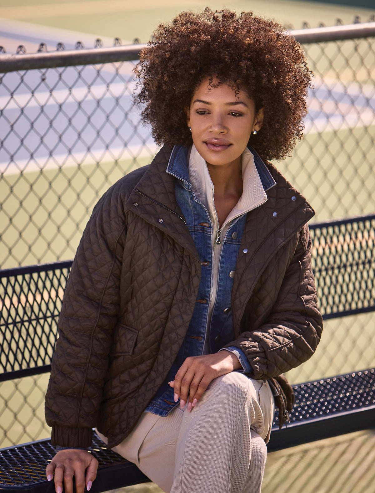 Tribal Zip Front Puffer Coat