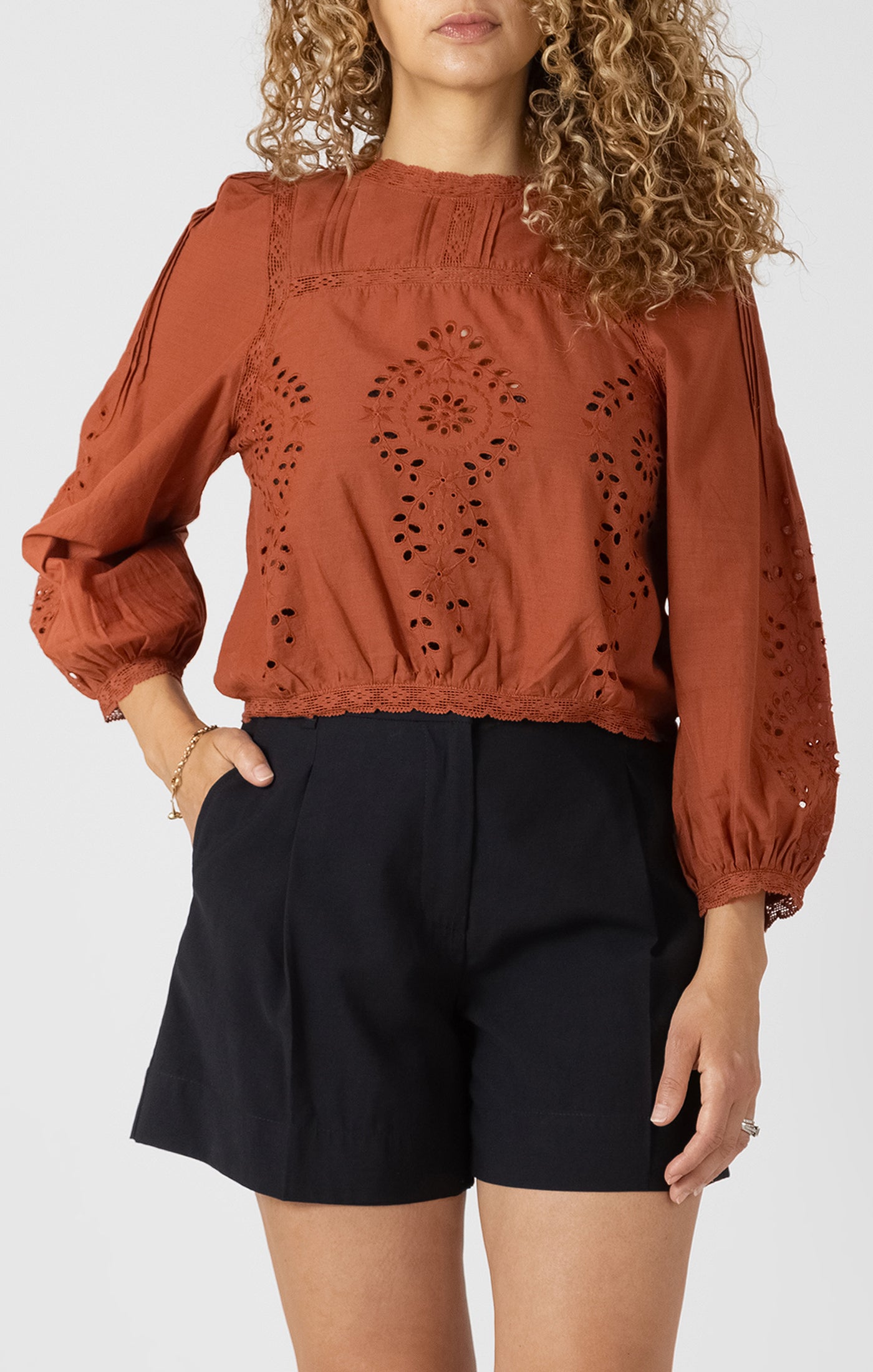 Black Tape Lace Detailed Blouse