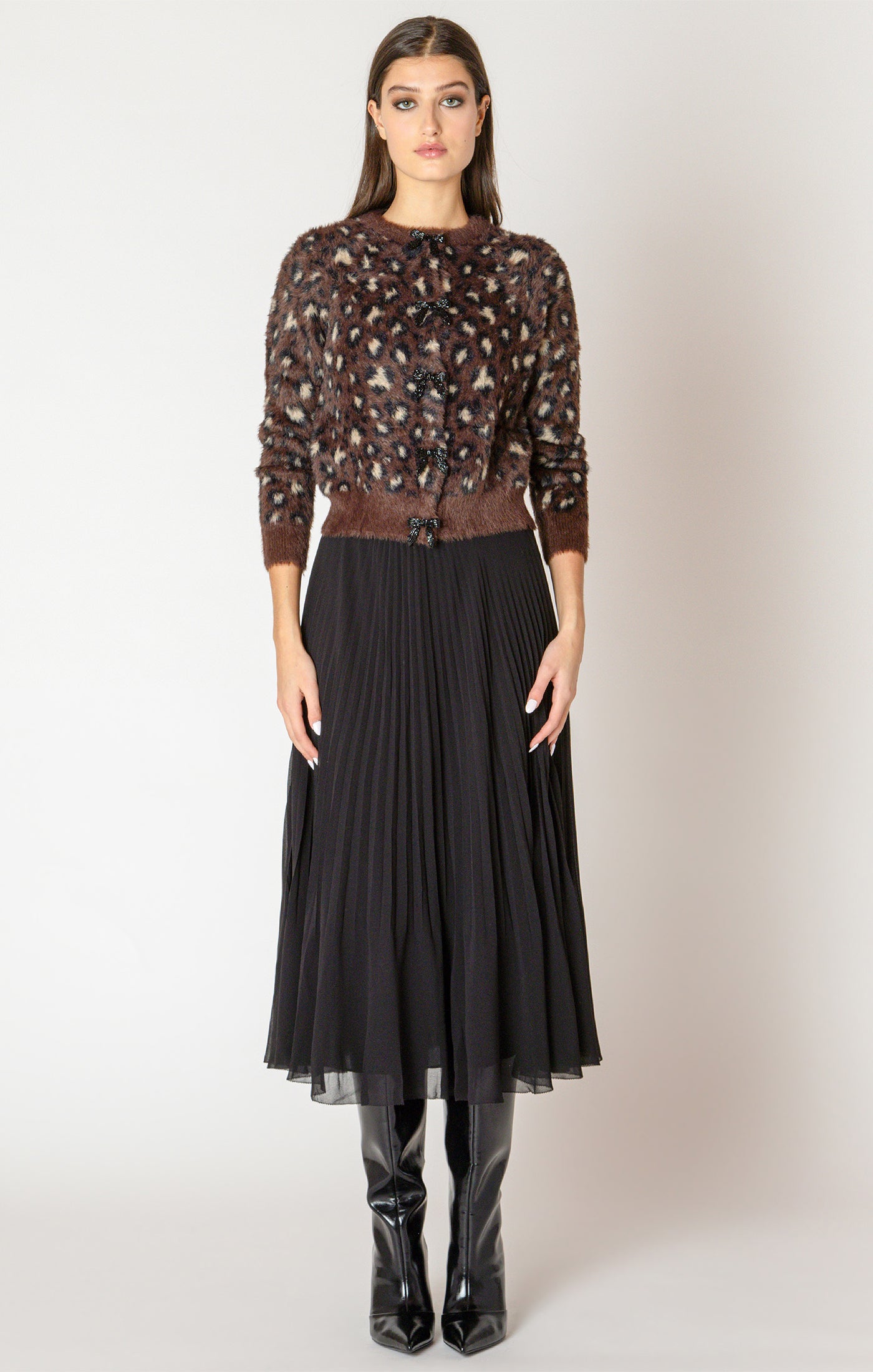 Black Tape Soft Touch Patterned Cardigan