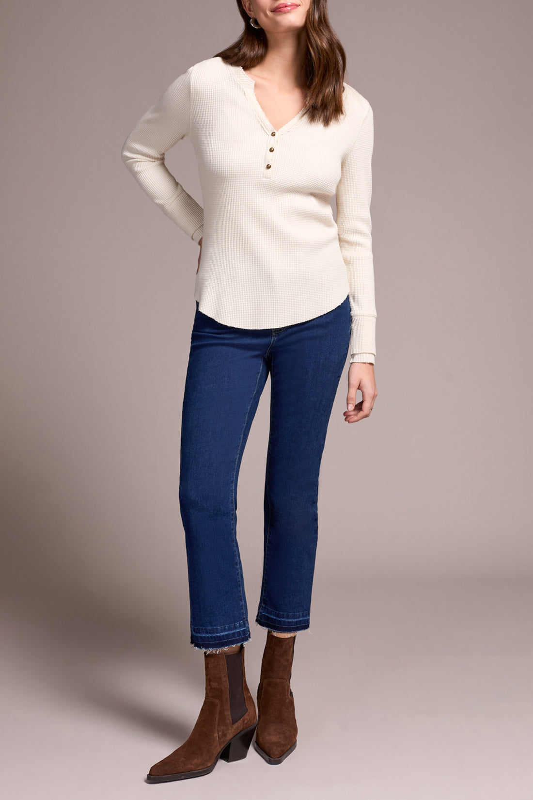 Tribal Henley Top With Buttons