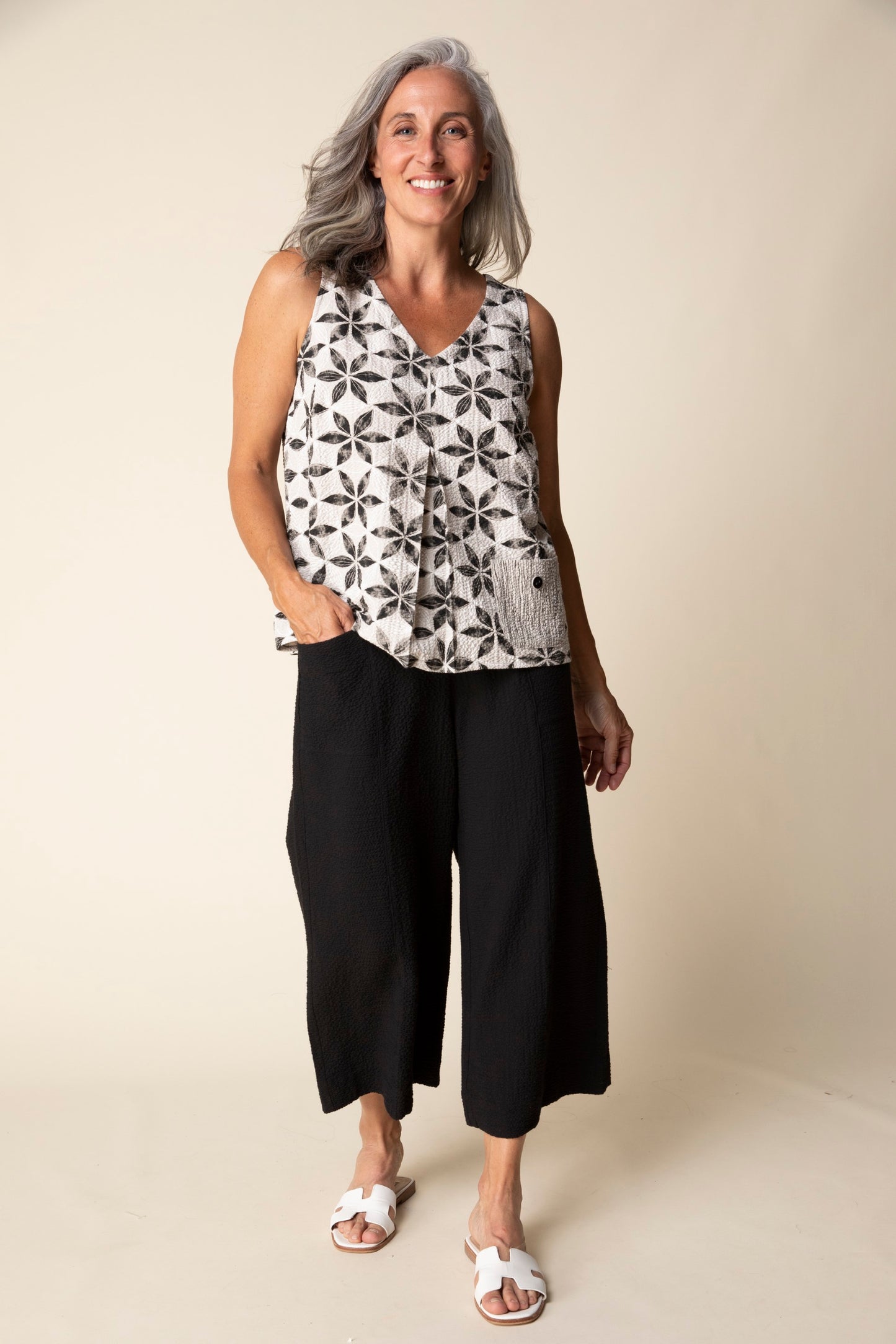 Habitat Crinkle Crepe Floral Mix Pleat Tank