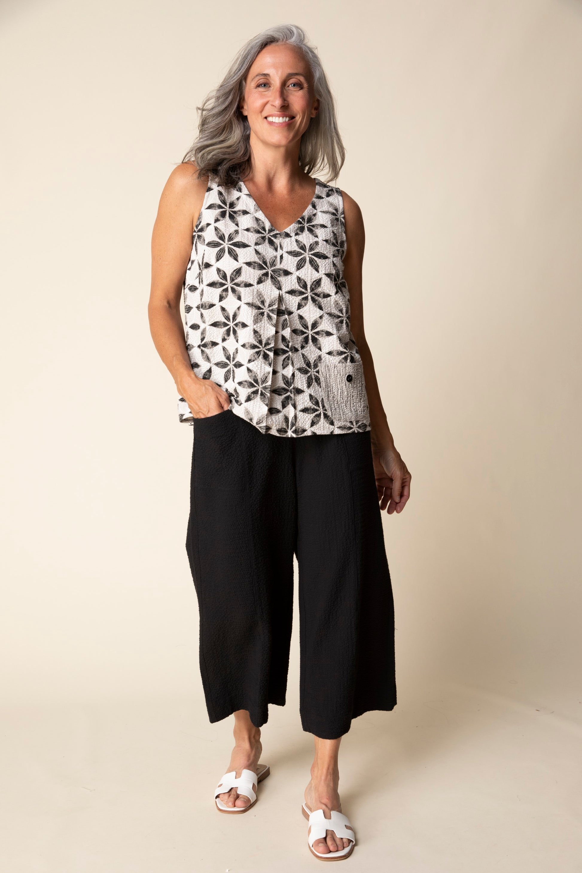 Habitat Crinkle Crepe Floral Mix Pleat Tank