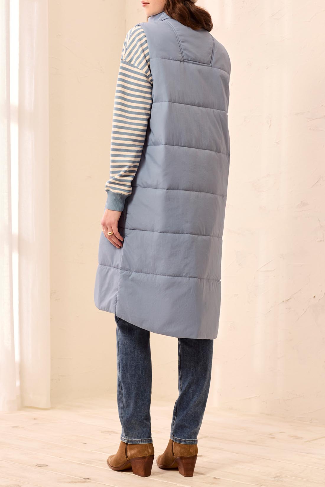 Tribal Long Zip-Front Quilted Vest