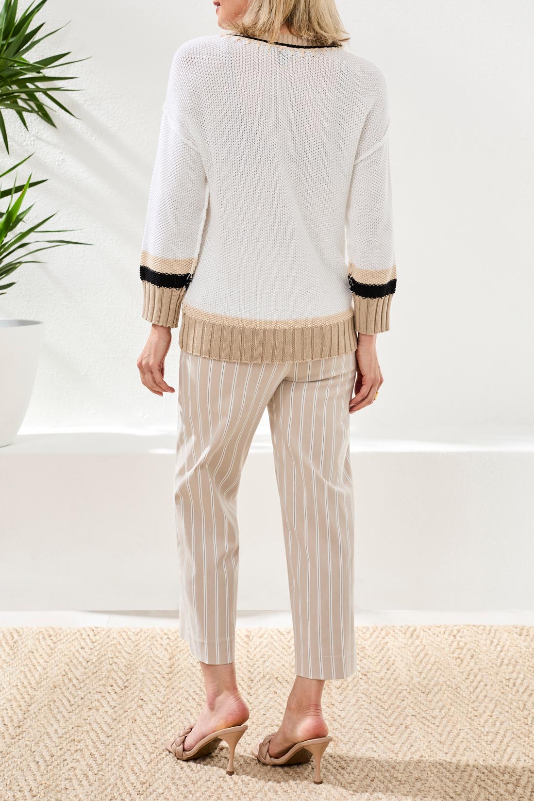 Tribal Crew Neck Sweater With Stitch Detail