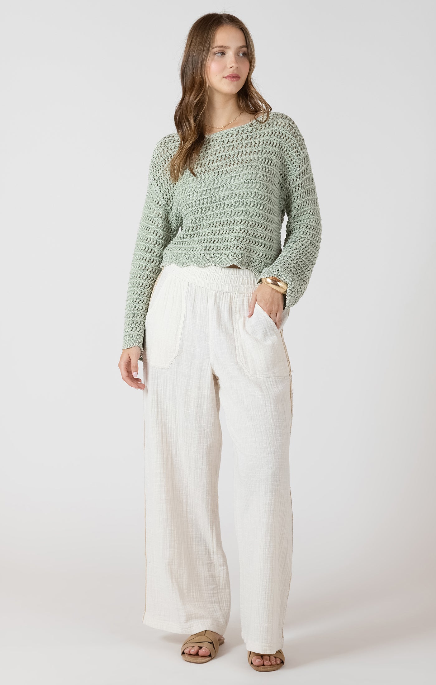 Dex Crochet Trim Wide Leg Pant