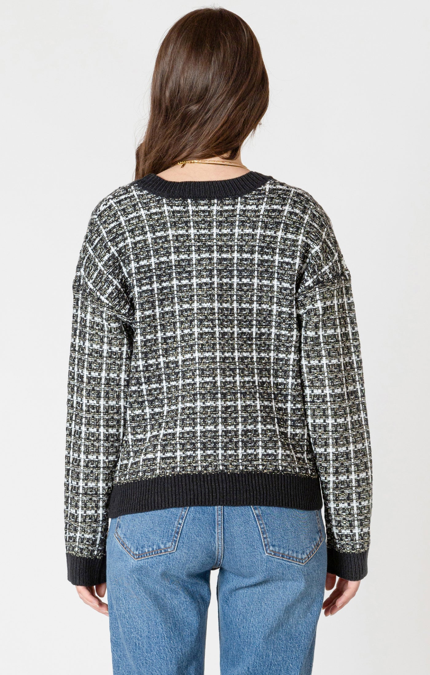 Black Tape Tweed Texture Cardigan