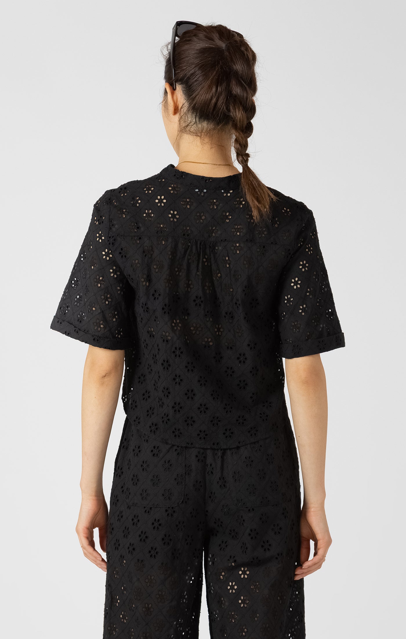 Black Tape Cutwork Embroidery Blouse
