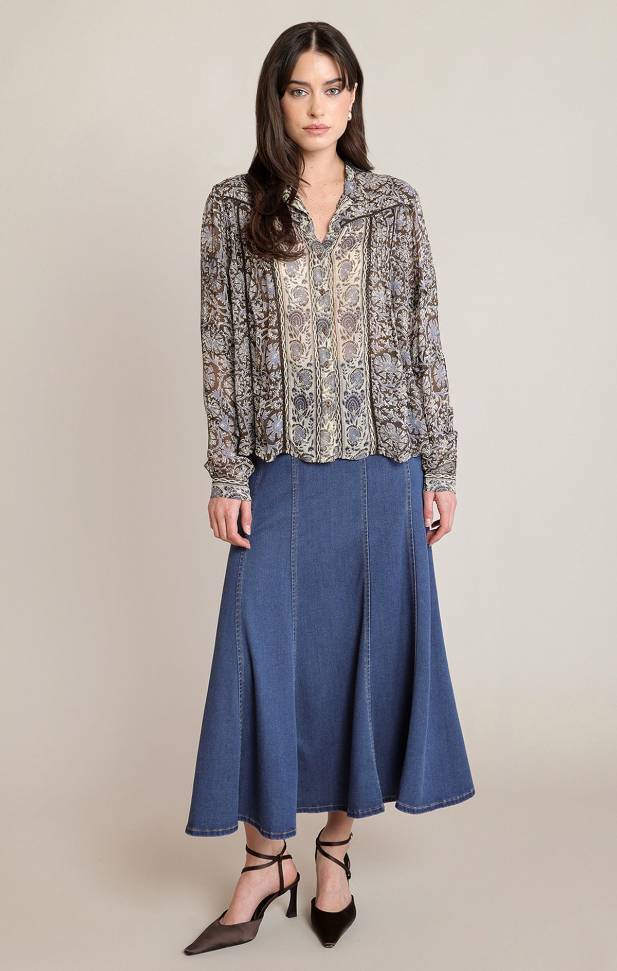 Black Tape Orchid Print Blouse