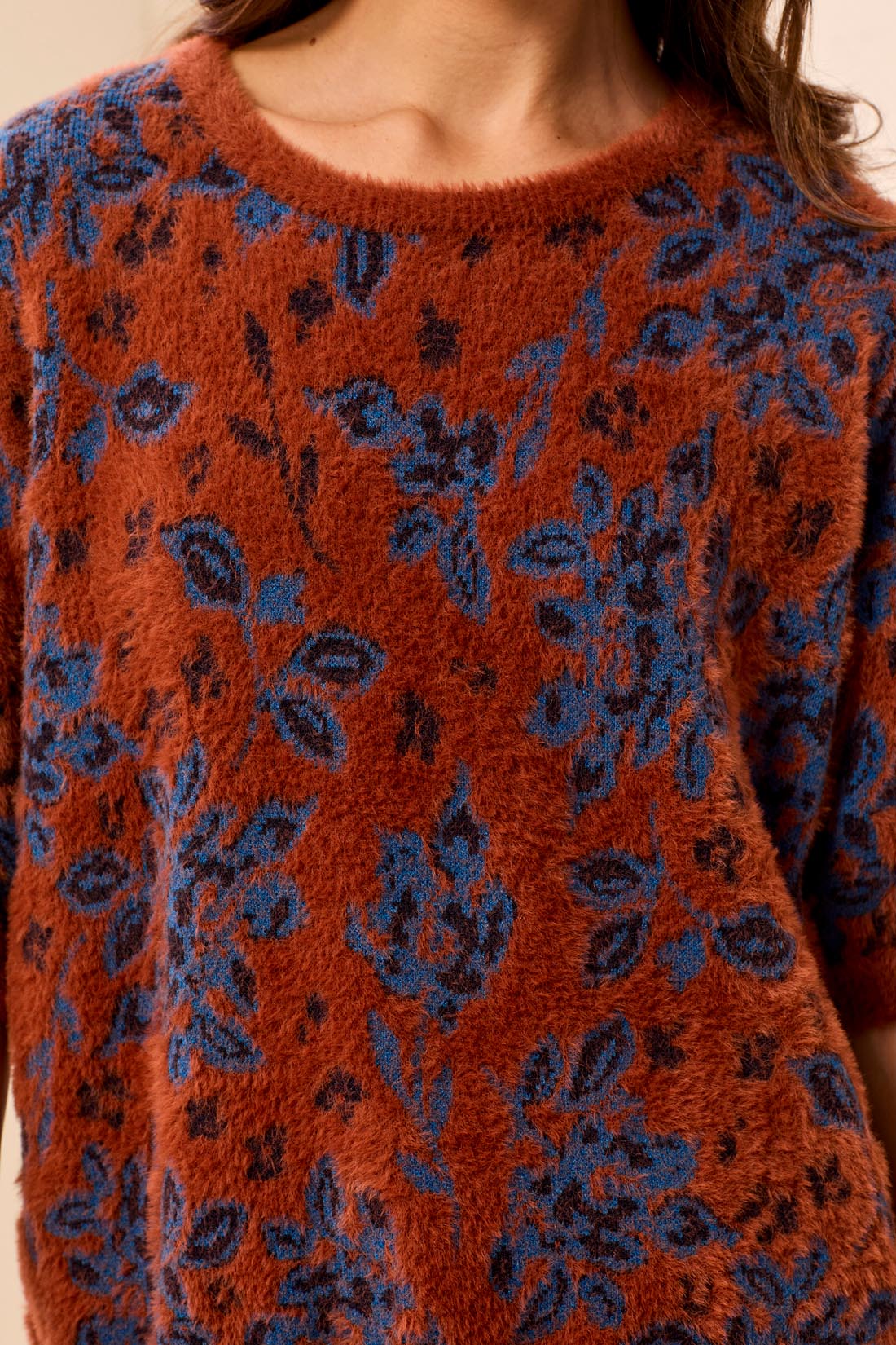 Tribal Color Block Raglan Sleeve Crew Neck Knit Sweater