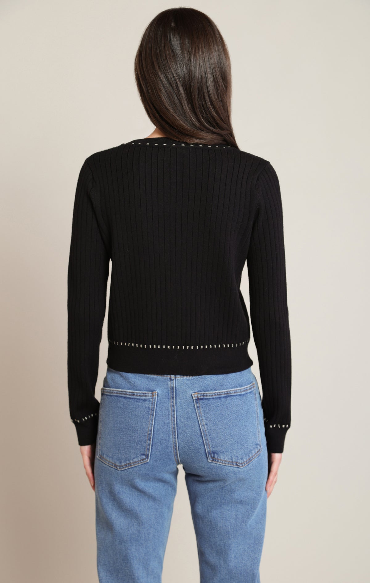 Black Tape Gold Contrast Cardigan