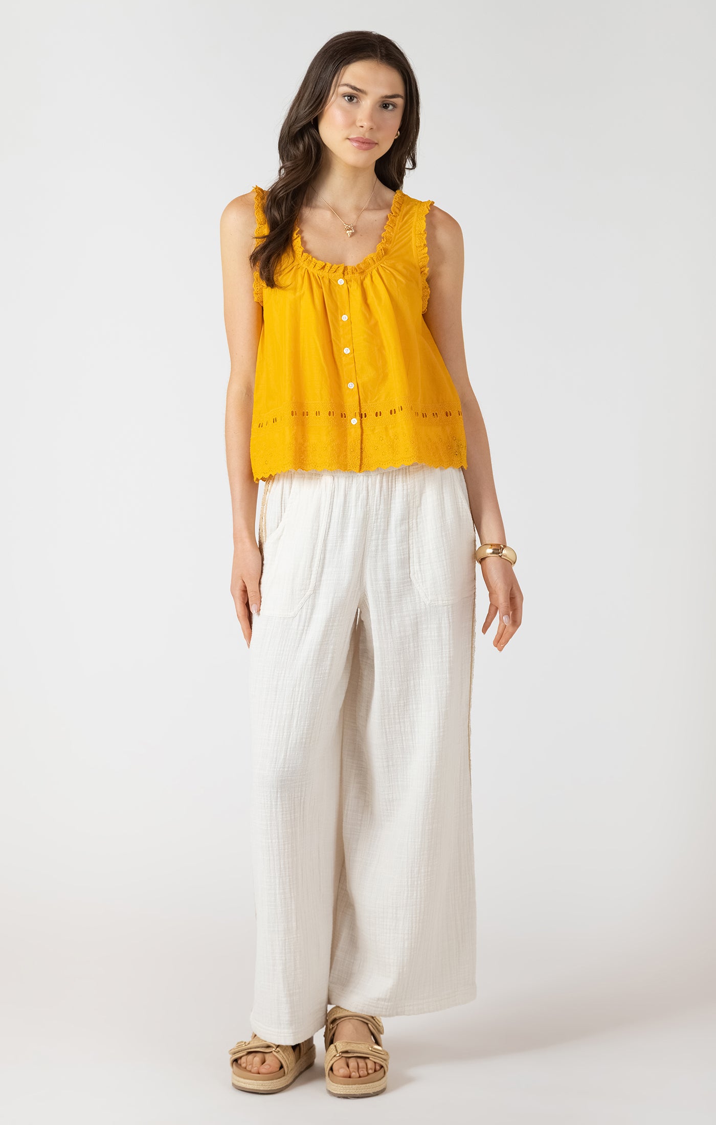 Dex Embroidered Lace Trim Tank