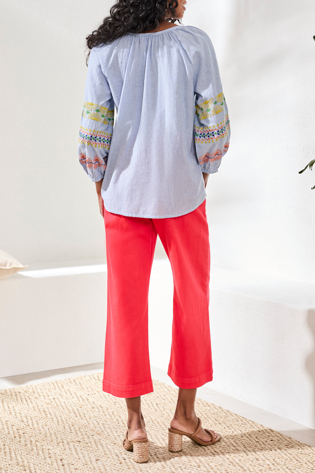 Tribal Raglan Sleeve Blouse With Embroidery
