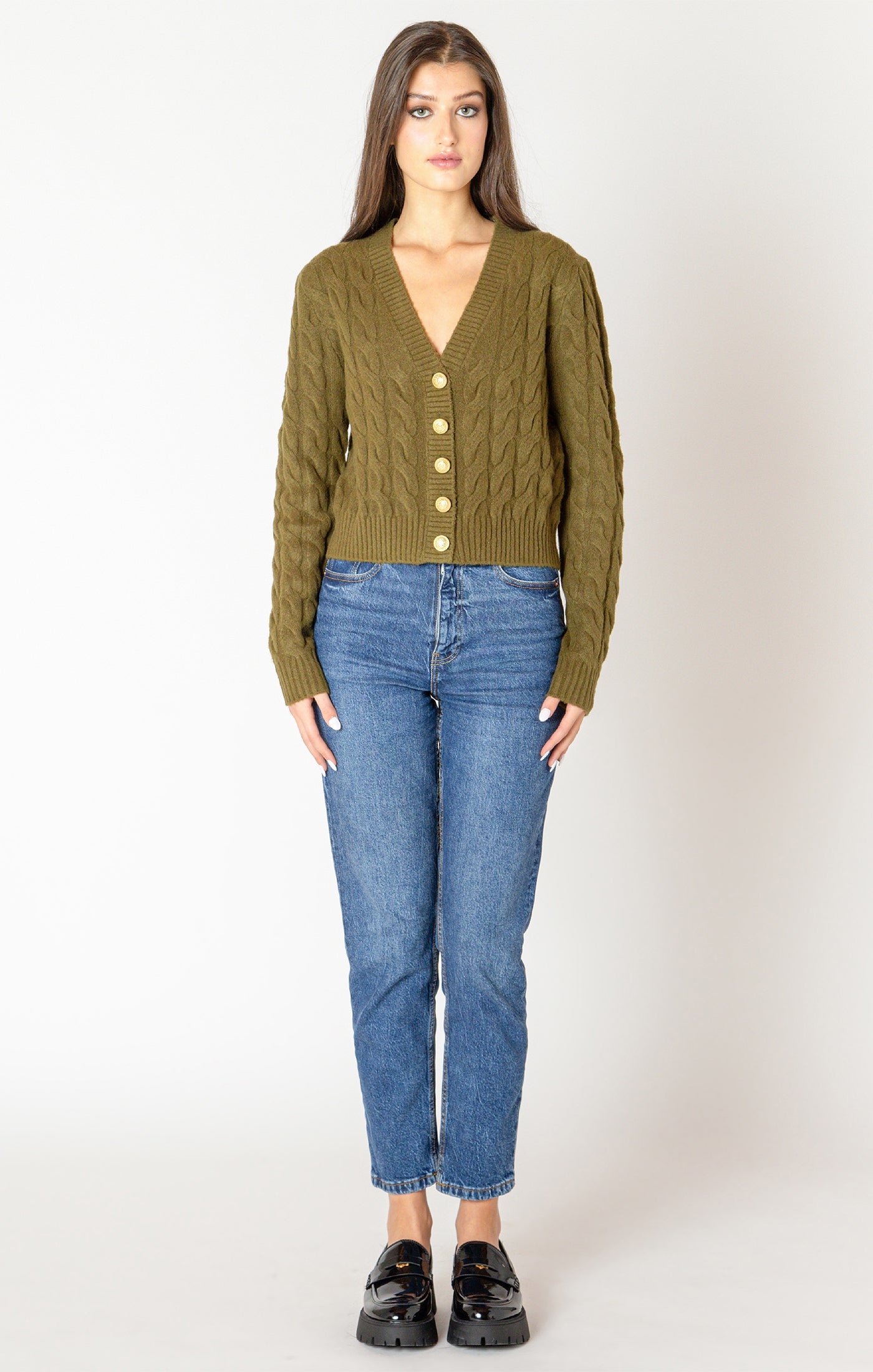 Black Tape Cable Knit Cardigan
