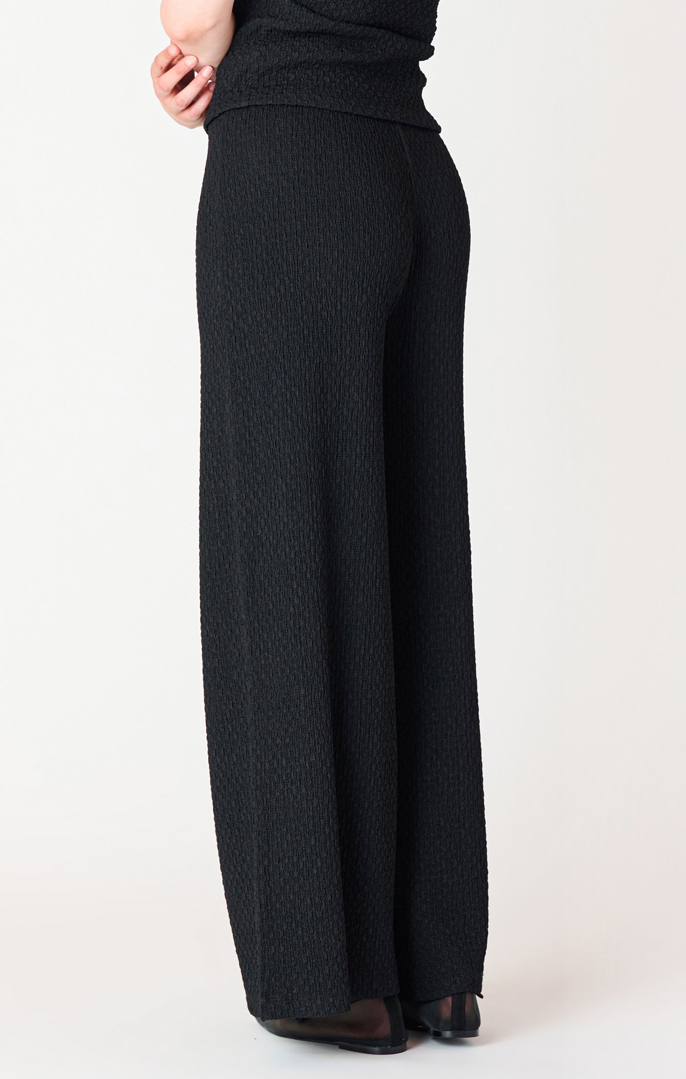 Black Tape Textured Flowy Wide Leg Pants