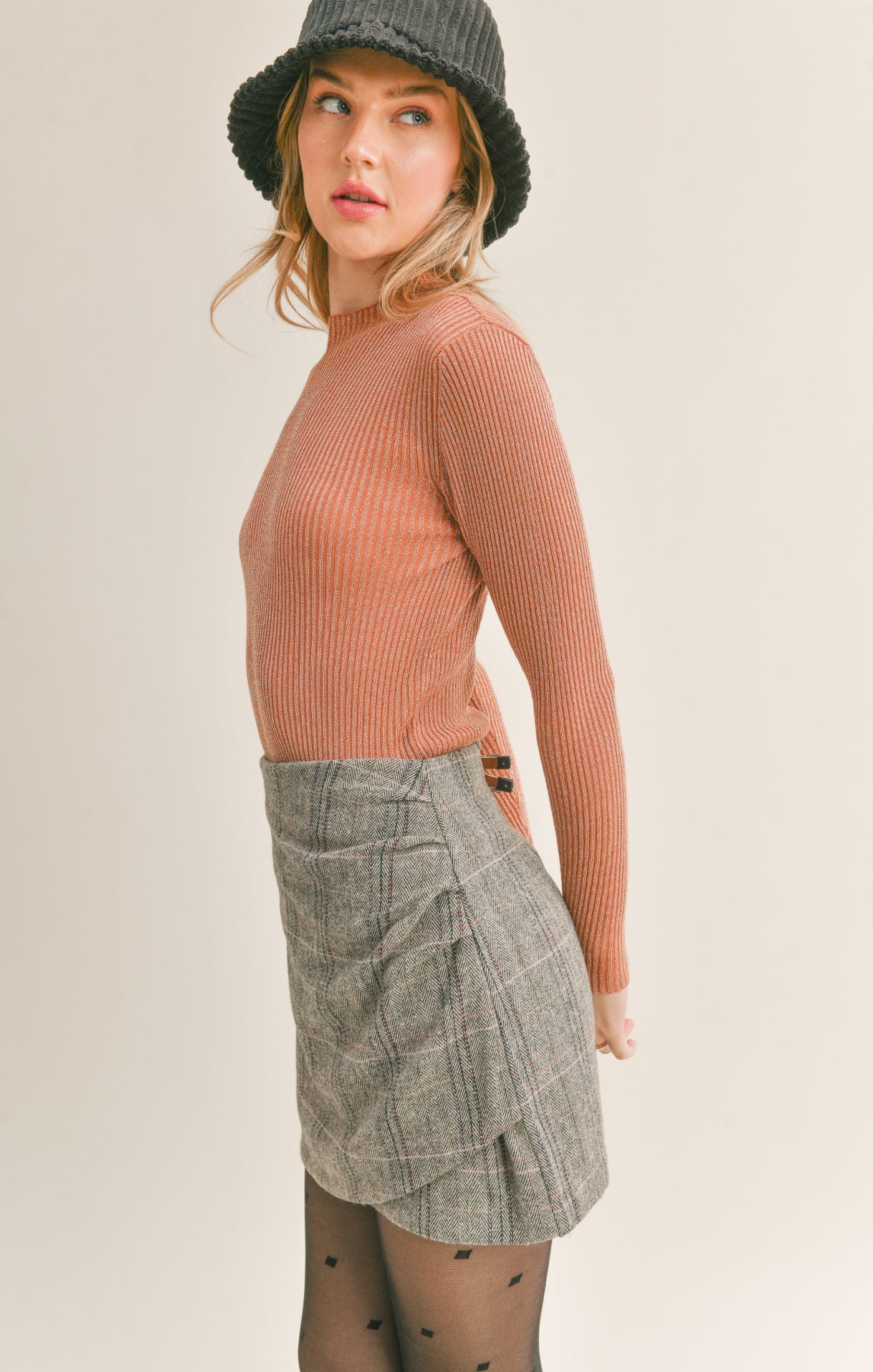 Sage The Label Ribbed Mock Neck Sweater