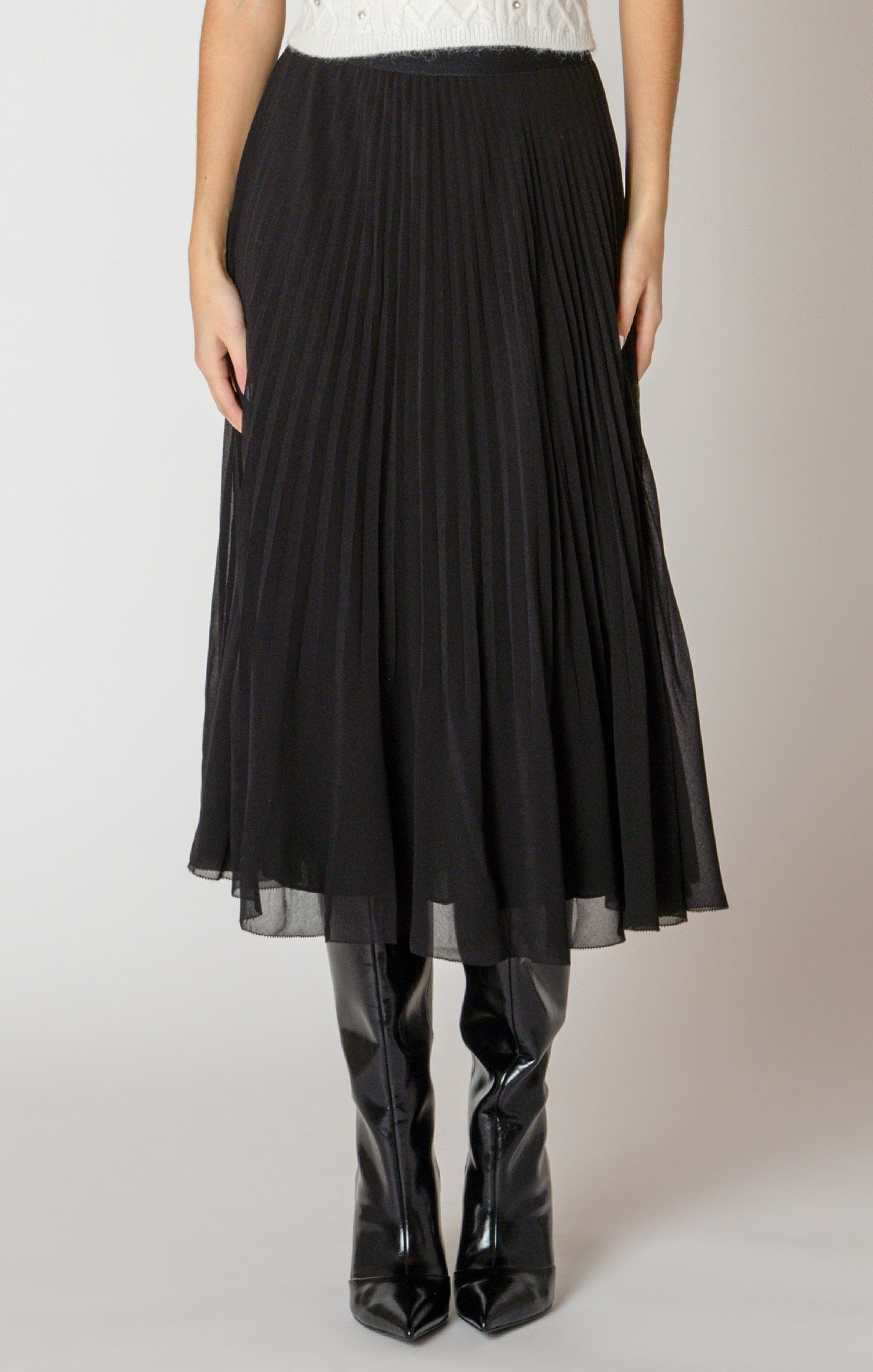 Black Tape Pleated Skirt