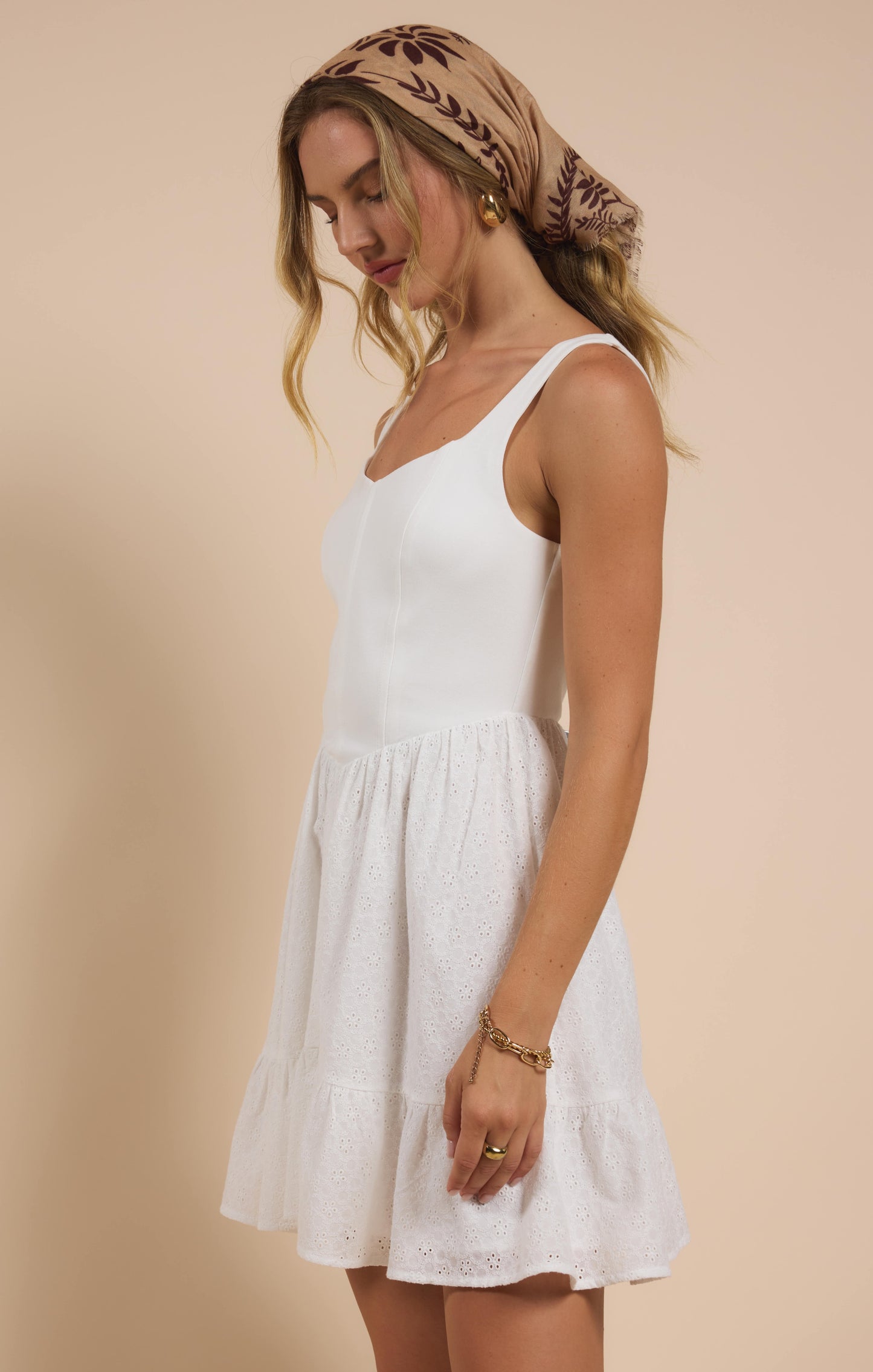 Sadie & Sage Sundream Jersey/Eyelet Mix Corset Dress