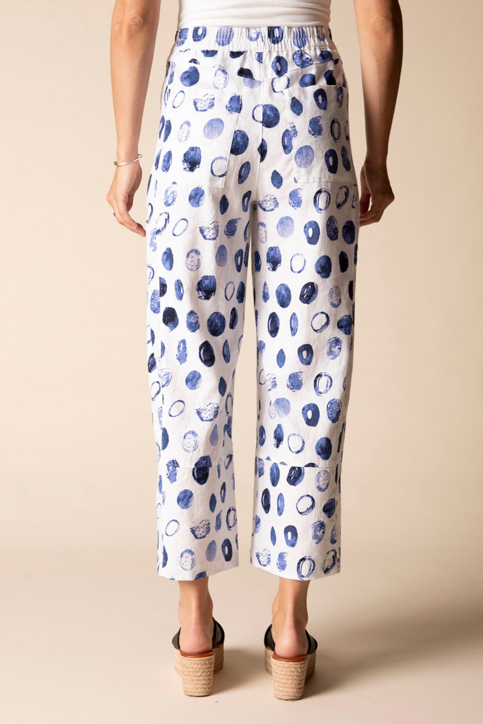 Habitat Linen Dot Seamed Crop Pant