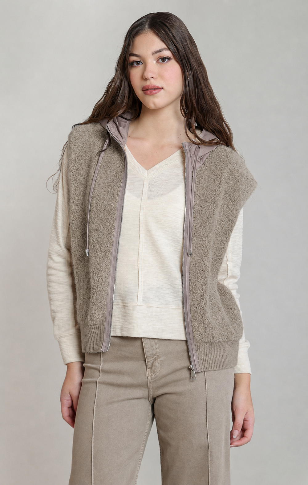 Dex Hooded Boucle Vest