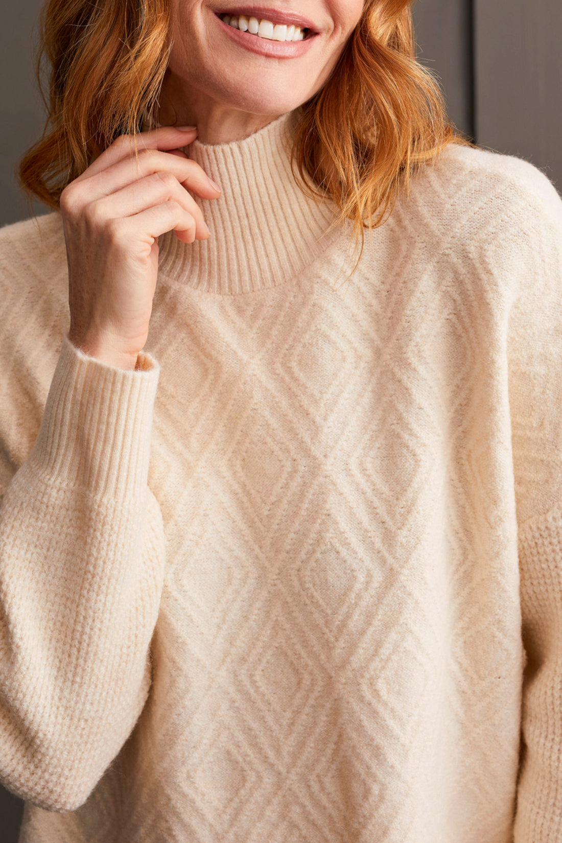 Tribal Textured Mock Neck Sweater