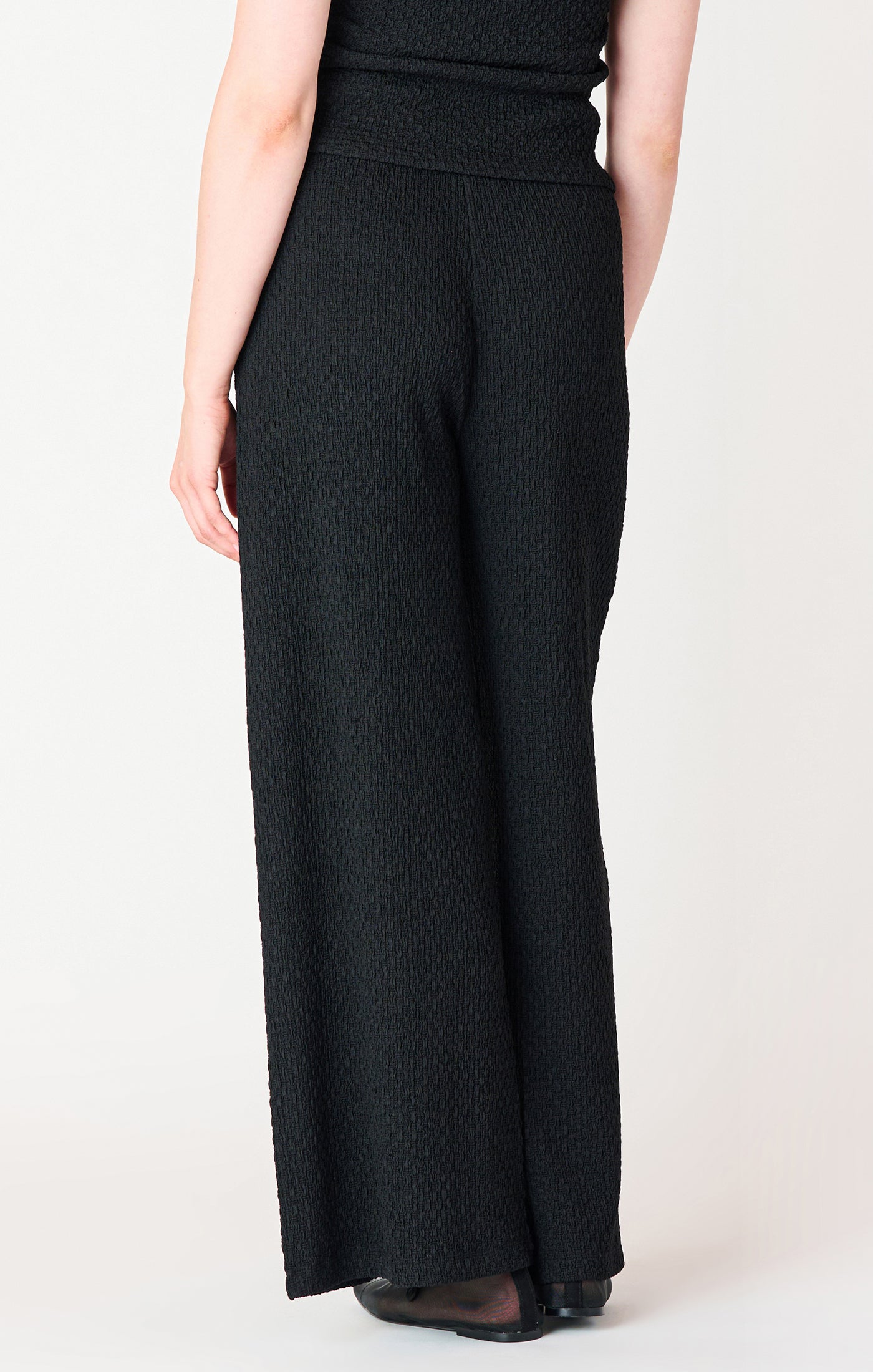 Black Tape Textured Flowy Wide Leg Pants