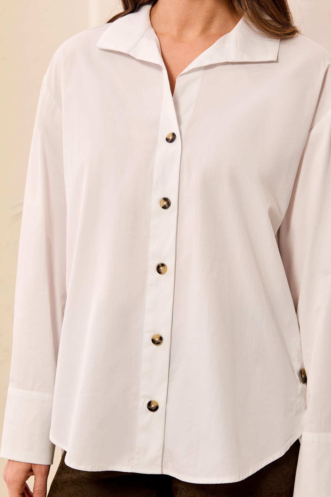 Tribal Button Front Blouse With Side Seam Plackets