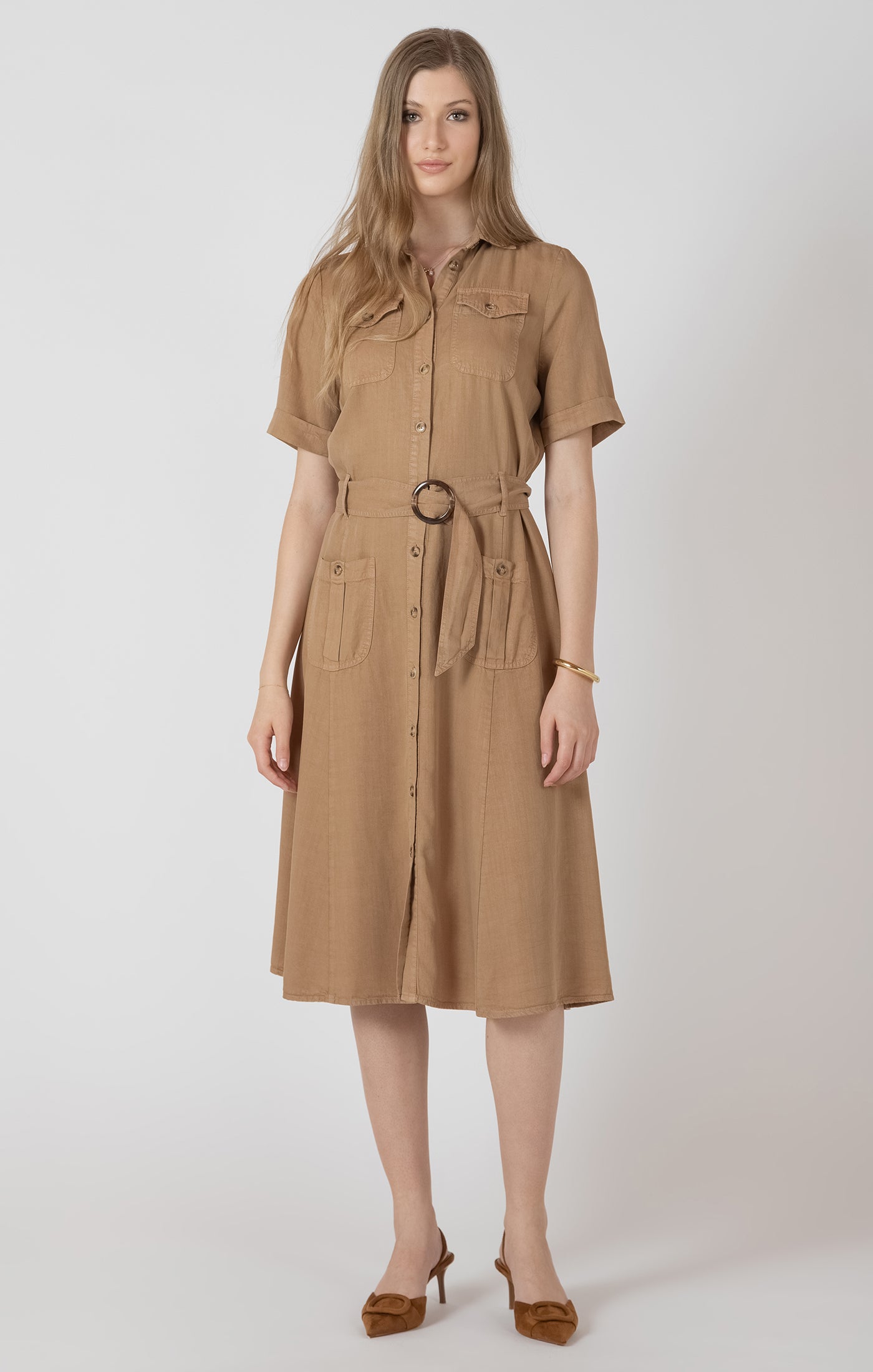 Black Tape Belted Utility Midi Dress