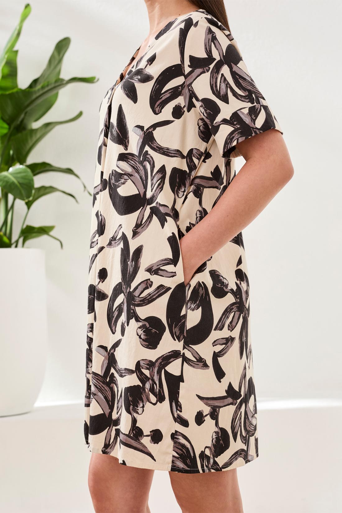 Tribal Short Sleeve Tunic Dress