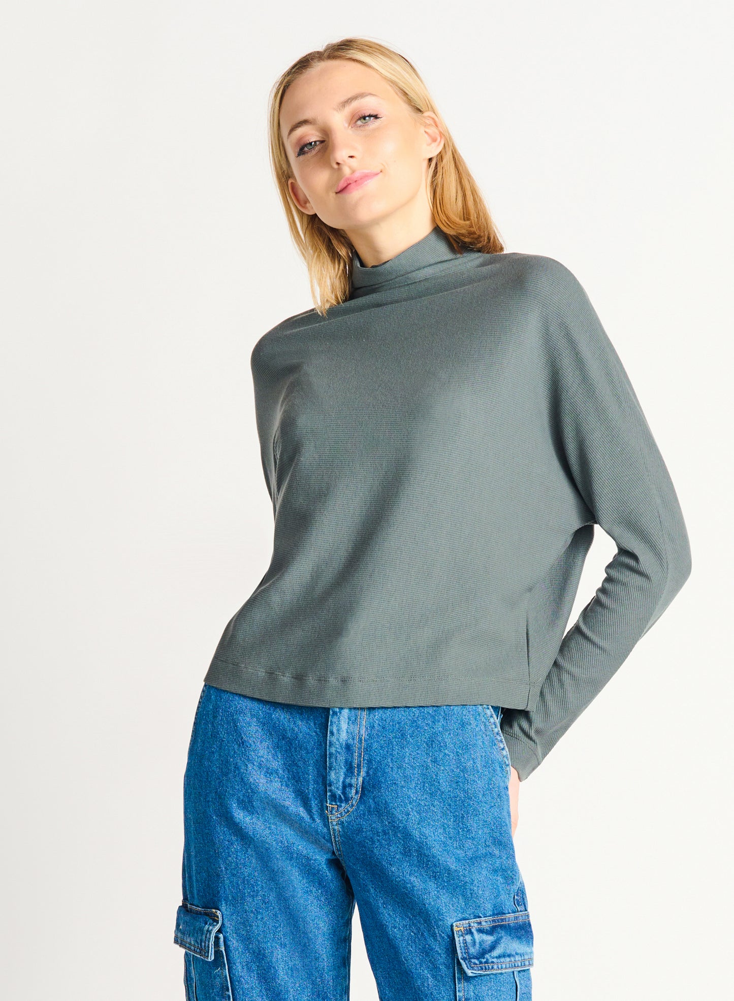 Dex Ribbed Mockneck Knit Top