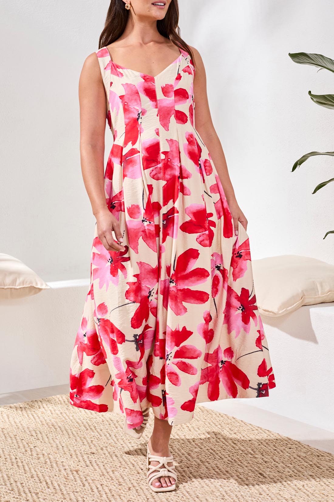 Tribal Sleeveless Dress With Lining