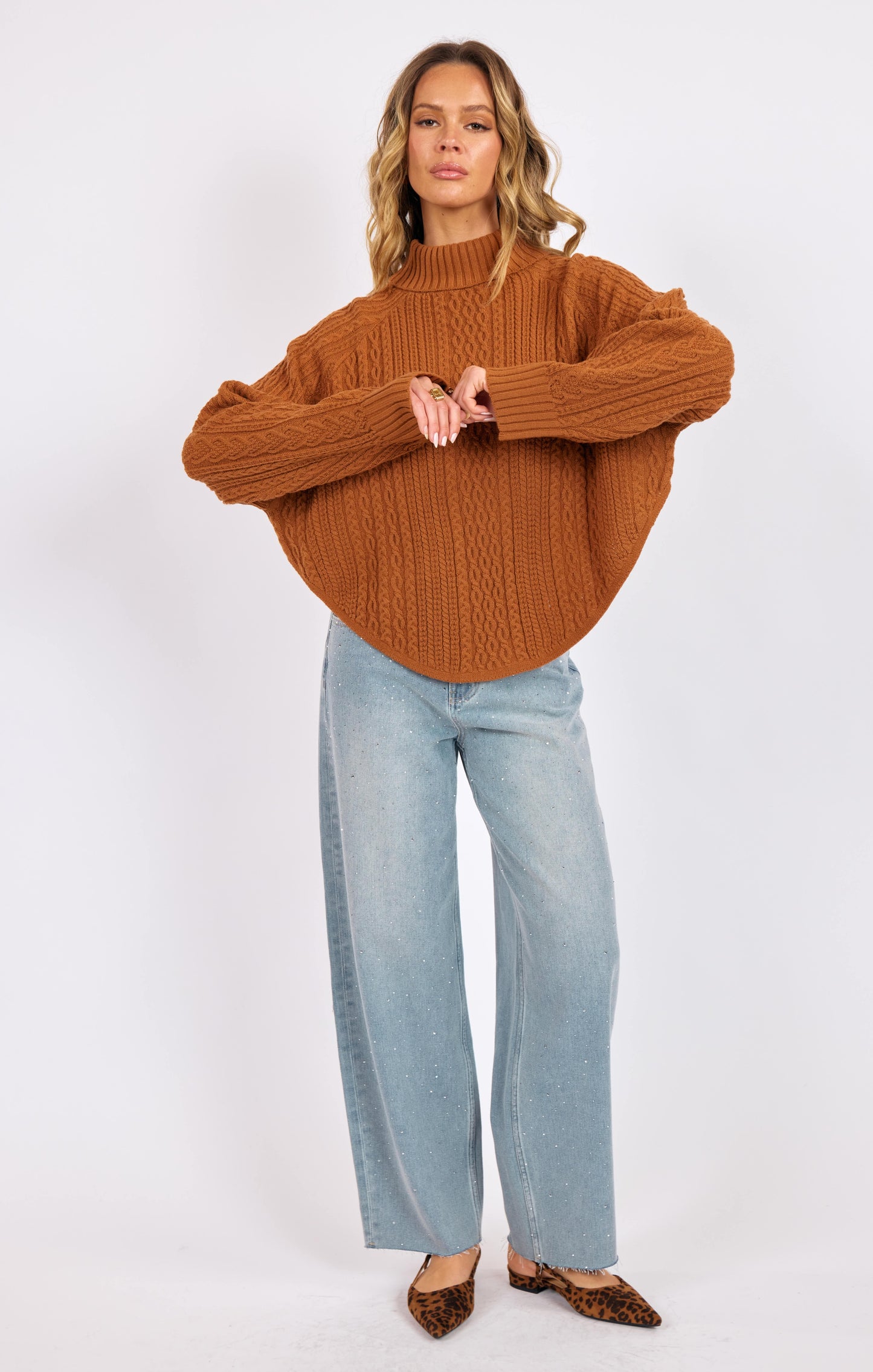 Sage The Label Fable Turtleneck Cable Knit Sweater