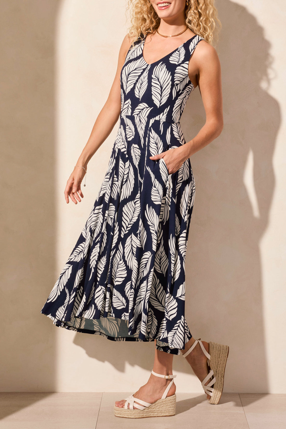 Tribal Sleeveless High-Low Dress With Smocking