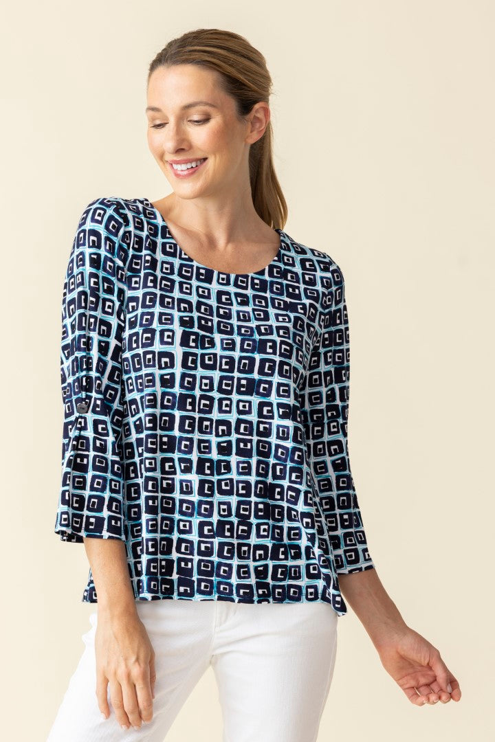 Habitat Core Travel Cubism Pleated Sleeve Top