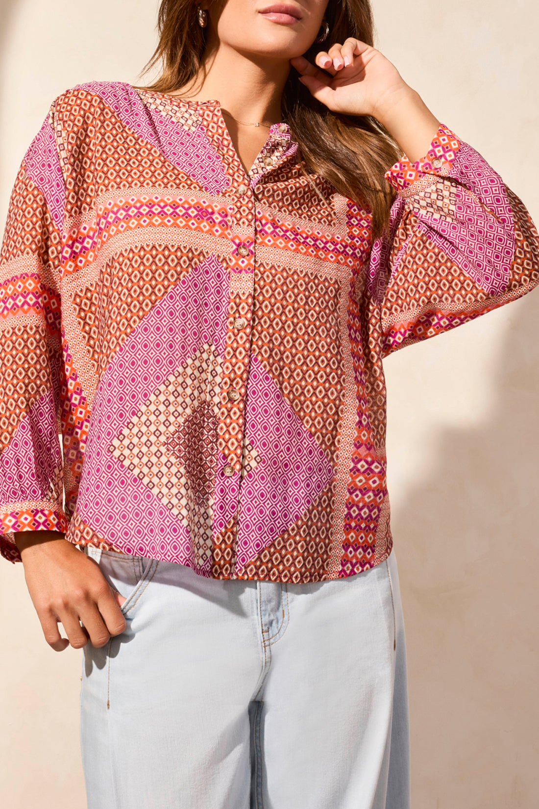 Tribal Flowy Dolman Sleeve Blouse