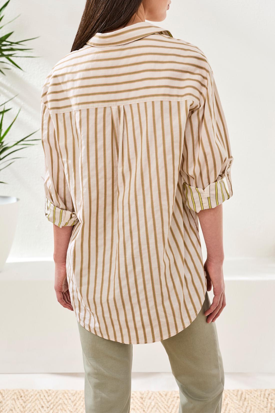 Tribal Roll Up Sleeve Button Front Shirt