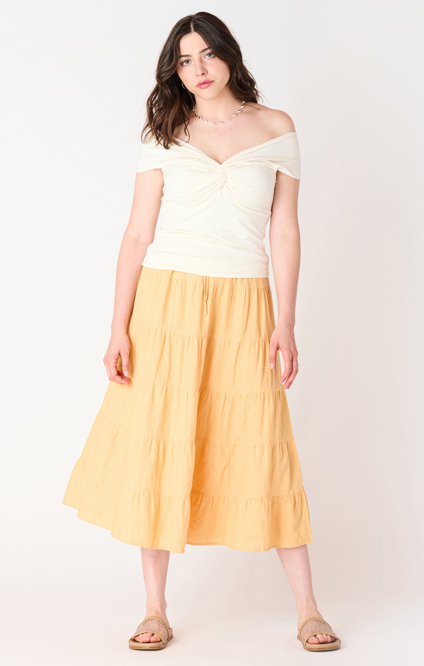 Black Tape Off Shoulder Twist Detail Top