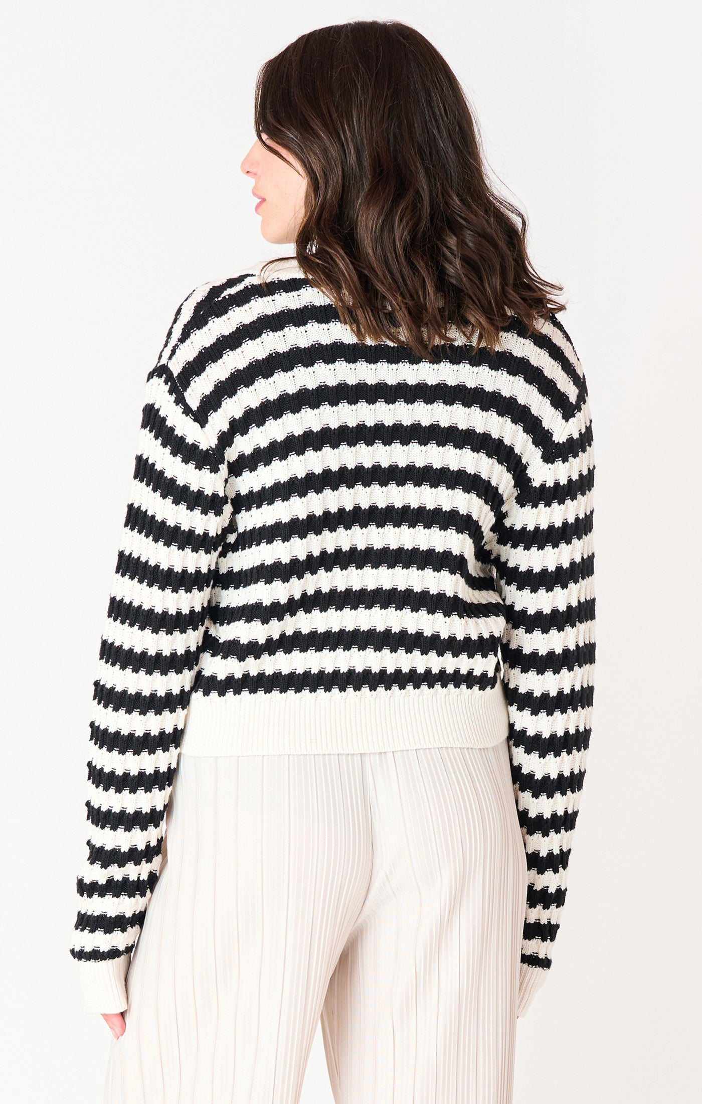 Black Tape Textured Stripe Cardigan