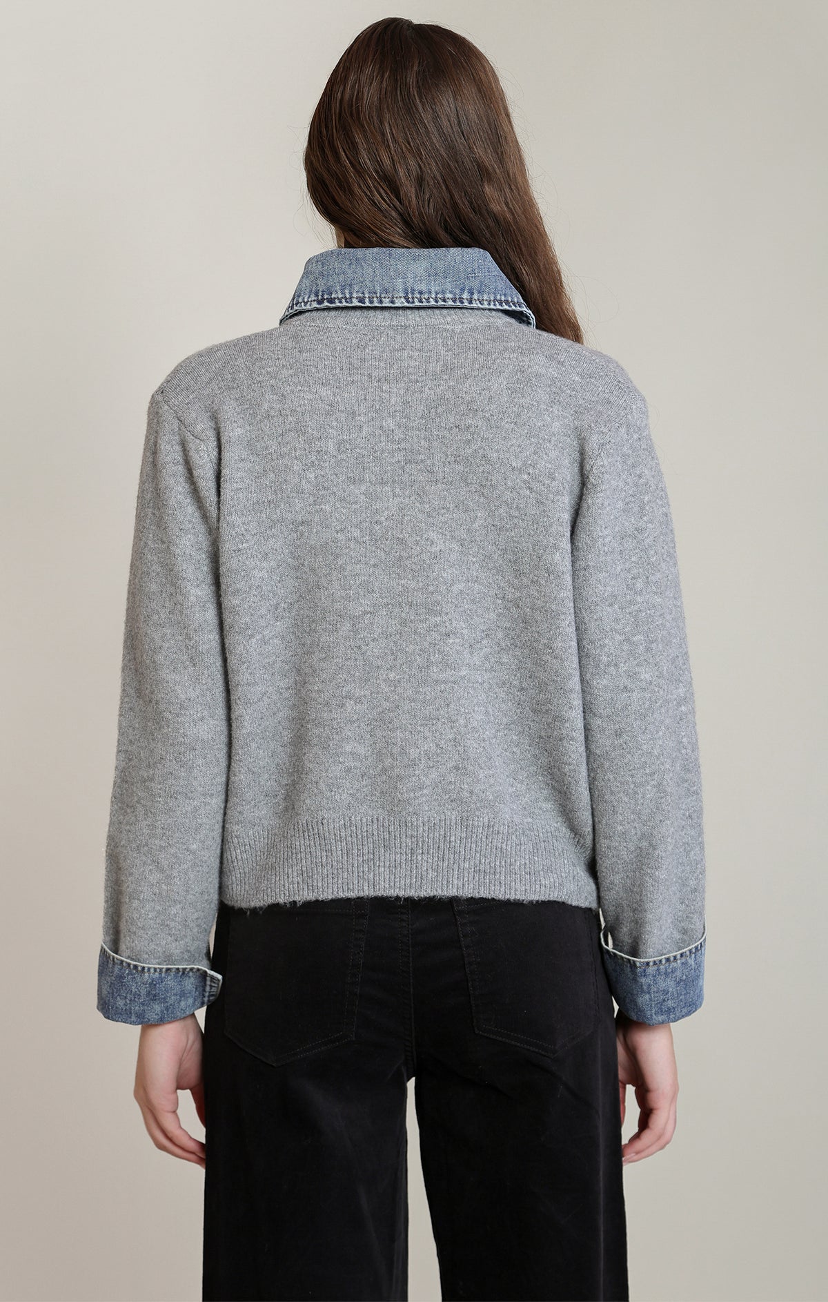 Dex Denim Trim Sweater Shirt