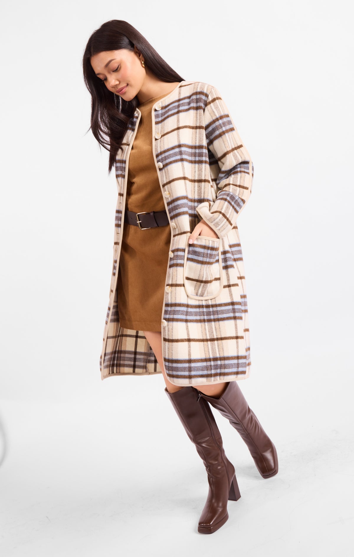 Sadie & Sage Anna Plaid Brushed Coat